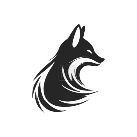 Ilustración de Stylish black and white fox head vector logo design. - Imagen libre de derechos