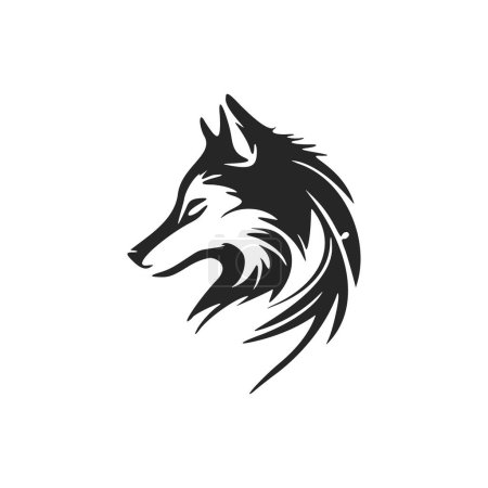 Ilustración de Minimalistic black and white vector logo with the image of a wolf. - Imagen libre de derechos