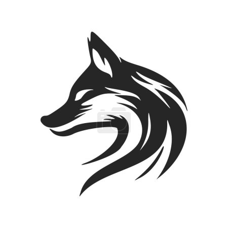 Ilustración de High contrast black and white fox head logo vector illustration. - Imagen libre de derechos