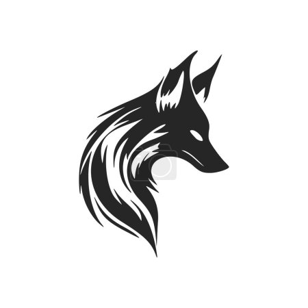 Ilustración de Minimalistic black and white vector logo with the image of a fox head. - Imagen libre de derechos