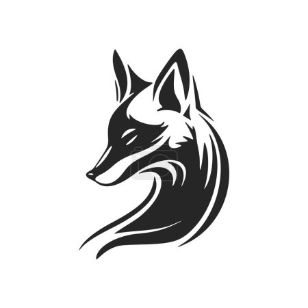 Ilustración de Simple and elegant black and white fox vector logo. - Imagen libre de derechos