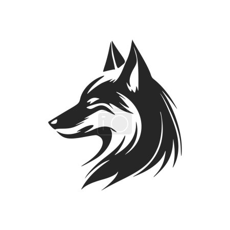 Ilustración de Simple and elegant black and white wolf head vector logo. - Imagen libre de derechos