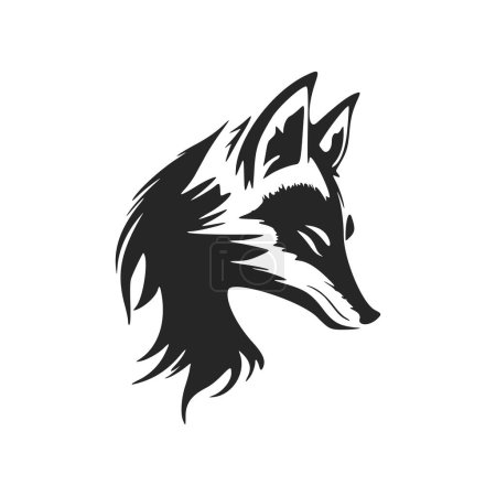 Ilustración de Simple and elegant black and white fox head vector logo. - Imagen libre de derechos