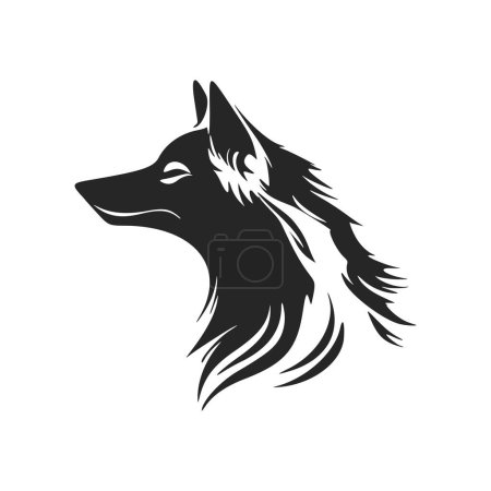 Ilustración de Monochrome vector logo depicting a wolf. - Imagen libre de derechos
