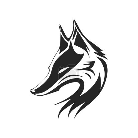 Ilustración de Elegant black and white vector logo for a luxury brand featuring a fox. - Imagen libre de derechos