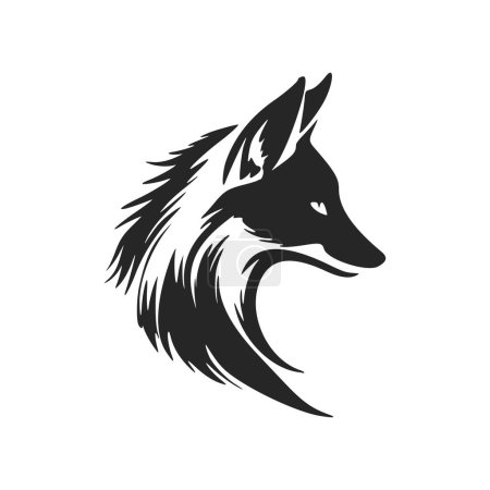 Ilustración de High contrast black and white fox logo vector illustration. - Imagen libre de derechos