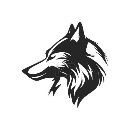 Ilustración de Simple and elegant black and white wolf vector logo. - Imagen libre de derechos