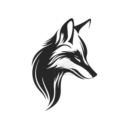 Ilustración de Minimalistic black and white vector logo for a technology company featuring a fox. - Imagen libre de derechos