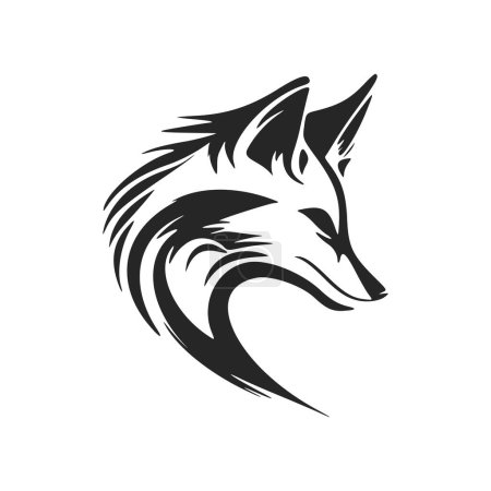 Ilustración de Minimalistic black and white vector logo for a technology company featuring a fox head. - Imagen libre de derechos