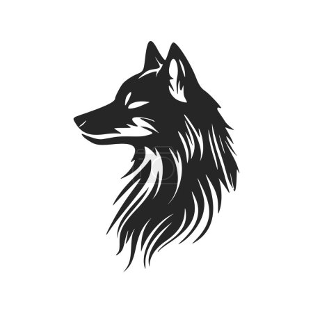 Ilustración de Stylish black and white wolf head vector logo design. - Imagen libre de derechos