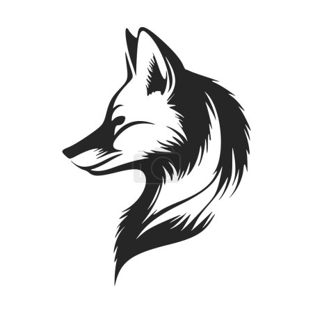 Ilustración de Simple and elegant black and white fox head vector logo. - Imagen libre de derechos
