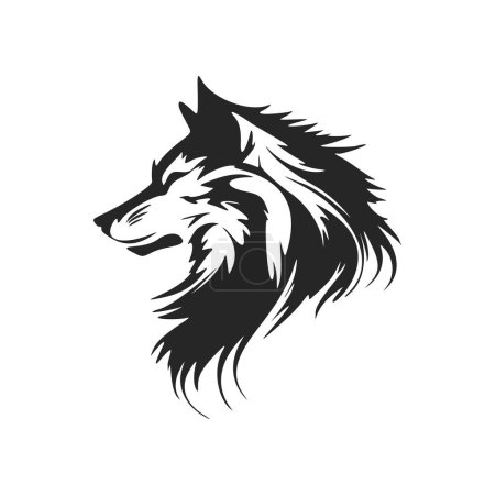Ilustración de Stylish black and white wolf vector logo design. - Imagen libre de derechos