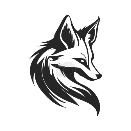 Ilustración de Elegant black and white vector logo for a luxury brand featuring a fox head. - Imagen libre de derechos