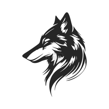 Ilustración de Clean and modern black and white wolf head vector logo. - Imagen libre de derechos