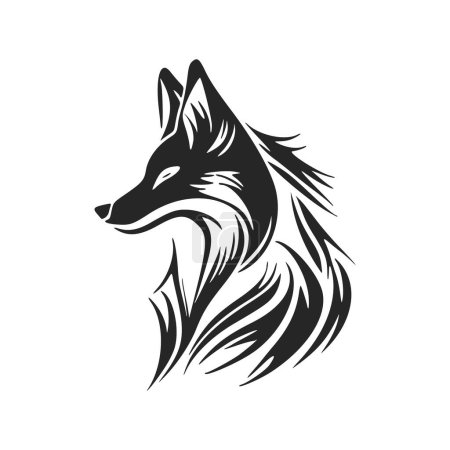 Illustration for Minimalistic black and white vector logo with the image of a fox. - Royalty Free Image