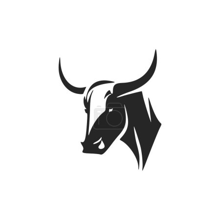 Illustration for Classic black and white bull logo. Perfect for any company looking for a stylish and professional look. - Royalty Free Image