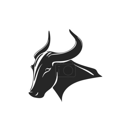 Illustration for Elegant black and white bull logo. Perfect for a fashion brand or high end product. - Royalty Free Image