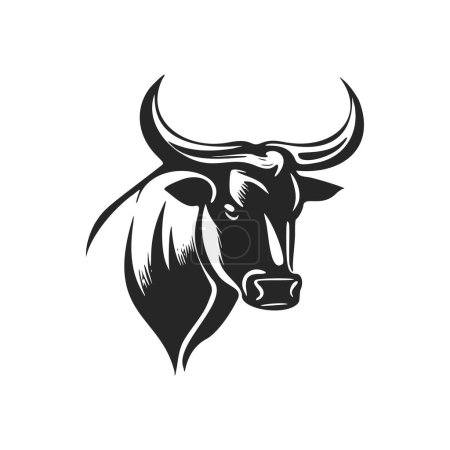 Illustration for Universal Black and white bull logo. Perfect for a fashion brand or high end product. - Royalty Free Image