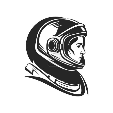 Illustration for Minimalistic black and white logo with the image of an astronaut. Perfect for a fashion brand or high end product. - Royalty Free Image