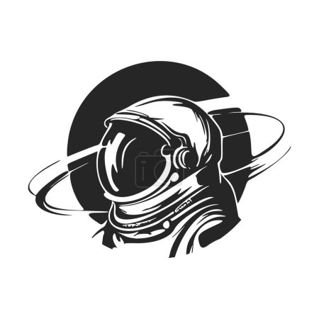Illustration for Elegant black and white astronaut logo. Perfect for any company looking for a stylish and professional look. - Royalty Free Image