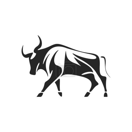 Ilustración de Universal Black and white bull logo. Ideal for a wide range of industries. - Imagen libre de derechos