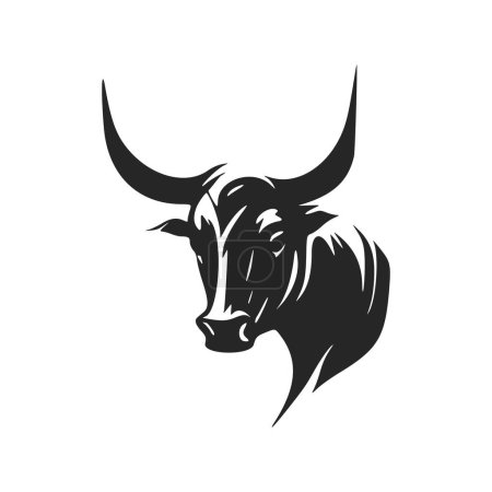 Illustration for Minimalistic black and white bull logo. Perfect for any company looking for a stylish and professional look. - Royalty Free Image