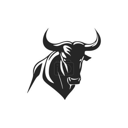 Illustration for Classic black and white bull logo. Perfect for a fashion brand or high end product. - Royalty Free Image
