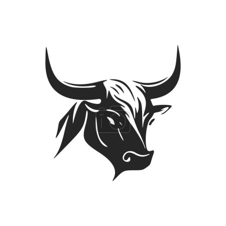 Illustration for Simple yet powerful Black and white bull logo. Perfect for any company looking for a stylish and professional look. - Royalty Free Image
