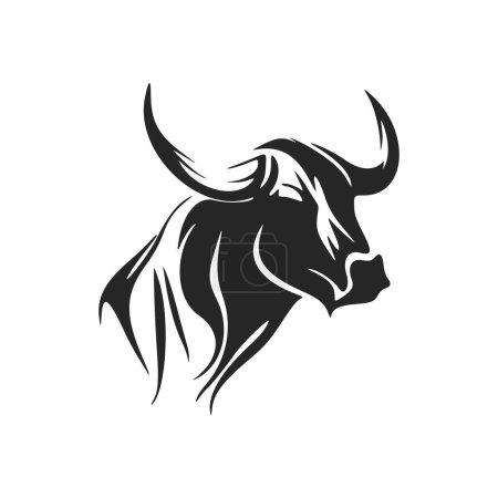Illustration for Elegant black and white bull logo. Perfect for any company looking for a stylish and professional look. - Royalty Free Image