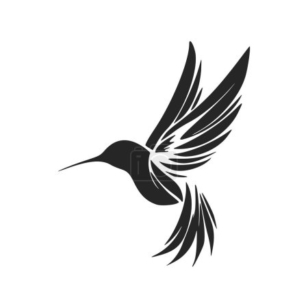 Illustration for Elegant black and white hummingbird logo. Perfect for any company looking for a stylish and professional look. - Royalty Free Image