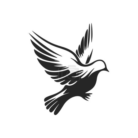 Téléchargez les illustrations : Elegant black and white dove logo. Perfect for a fashion brand or high end product. - en licence libre de droit