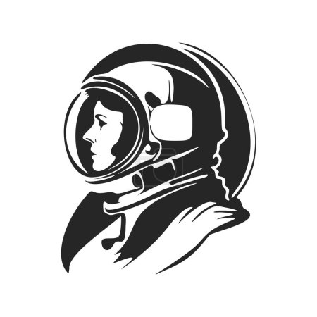 Illustration for Elegant black and white astronaut logo. Perfect for a fashion brand or high end product. - Royalty Free Image