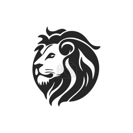 Illustration for Make a bold statement with our striking, black and white, stylish lion head logo. - Royalty Free Image