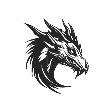 Illustration for Make a bold statement with our striking black and white, clean and minimal dragon logo. - Royalty Free Image