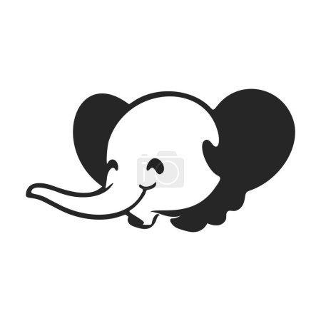 Téléchargez les illustrations : Logo simple noir et blanc avec un ours joyeux et charmant. - en licence libre de droit