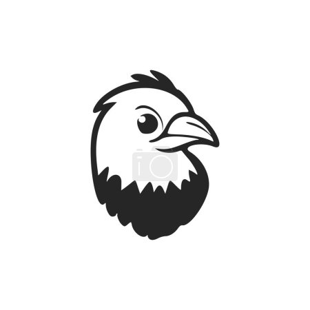 Téléchargez les illustrations : Logo clair noir et blanc avec aigle doux et mignon. - en licence libre de droit