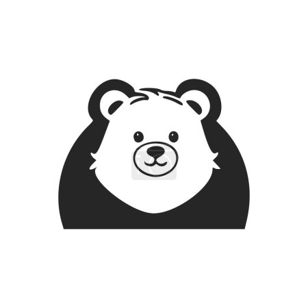 Téléchargez les illustrations : Logo simple noir et blanc avec attrayant renard joyeux. - en licence libre de droit