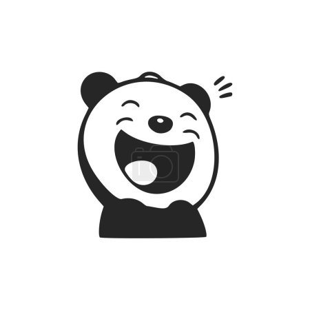 Téléchargez les illustrations : Logo simple noir et blanc avec renard doux et joyeux. - en licence libre de droit