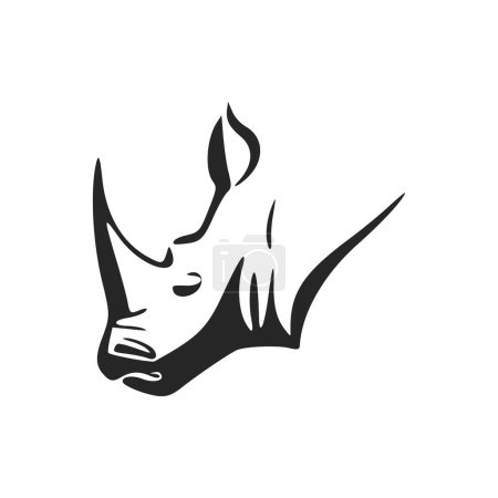 Téléchargez les illustrations : Logo de base noir et blanc avec de beaux rhinocéros - en licence libre de droit