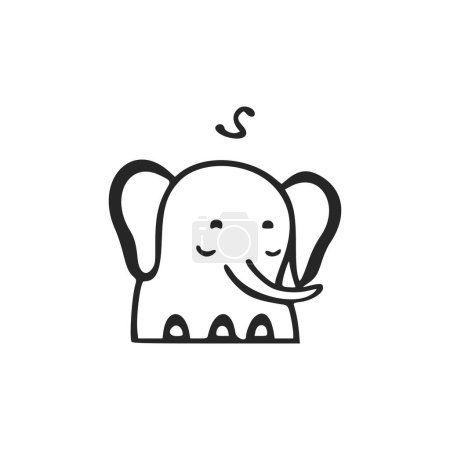 Illustration for Black and white light logo with an adorable cheerful bear. - Royalty Free Image