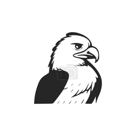 Téléchargez les illustrations : Logo lumineux noir et blanc avec bel aigle - en licence libre de droit