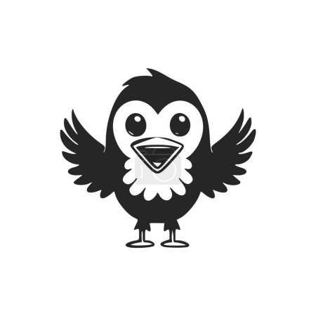 Téléchargez les illustrations : Logo minimaliste noir et blanc avec aigle doux et mignon. - en licence libre de droit