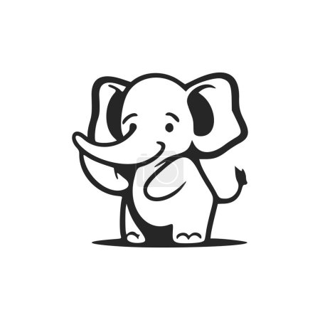 Téléchargez les illustrations : Logo de base noir et blanc avec un adorable ours joyeux. - en licence libre de droit