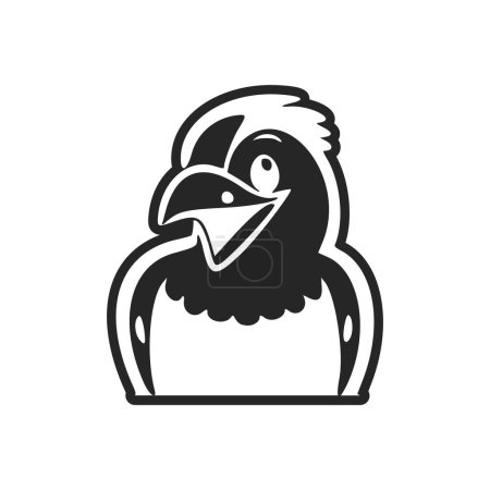 Téléchargez les illustrations : Logo simple noir et blanc avec un aigle esthétique et mignon. - en licence libre de droit