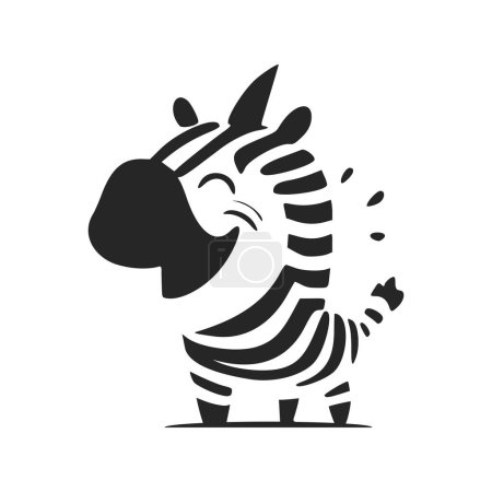 Téléchargez les illustrations : Logo simple noir et blanc avec singe doux et mignon. - en licence libre de droit