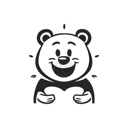 Téléchargez les illustrations : Logo simple noir et blanc avec un charmant renard joyeux. - en licence libre de droit