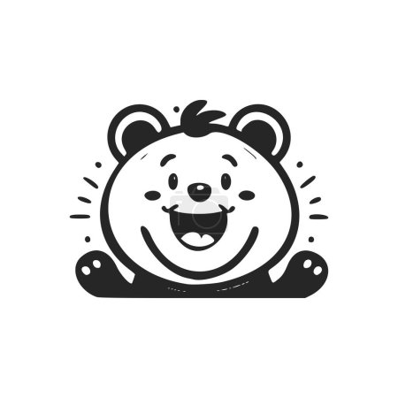 Téléchargez les illustrations : Logo simple noir et blanc avec un renard gai esthétique. - en licence libre de droit