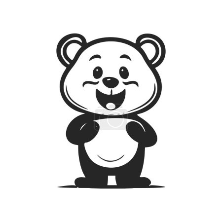 Téléchargez les illustrations : Logo lumineux noir et blanc avec un charmant renard joyeux. - en licence libre de droit