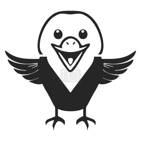 Téléchargez les illustrations : Logo simple noir et blanc avec un aigle adorable et mignon. - en licence libre de droit