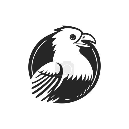Téléchargez les illustrations : Logo Light noir et blanc avec aigle mignon et joli. - en licence libre de droit